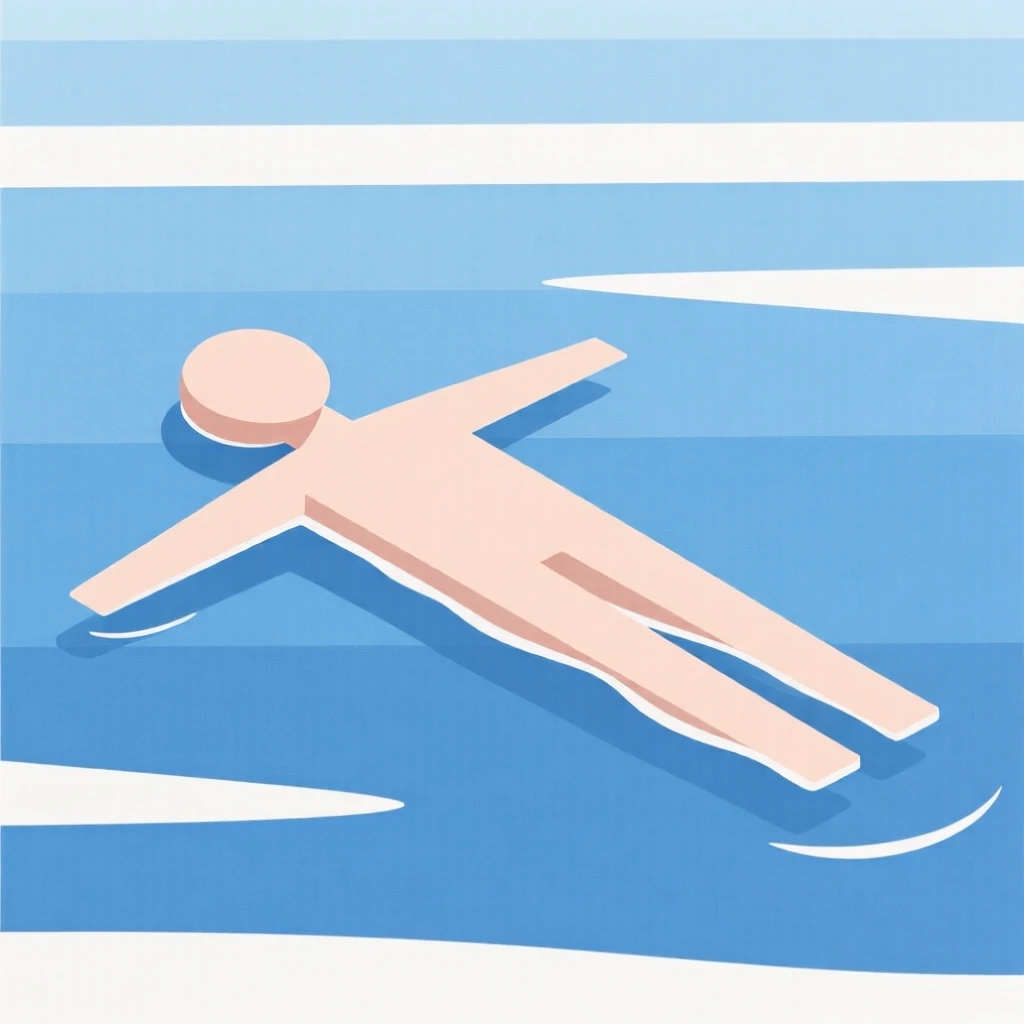 A person floating peacefully in calm water