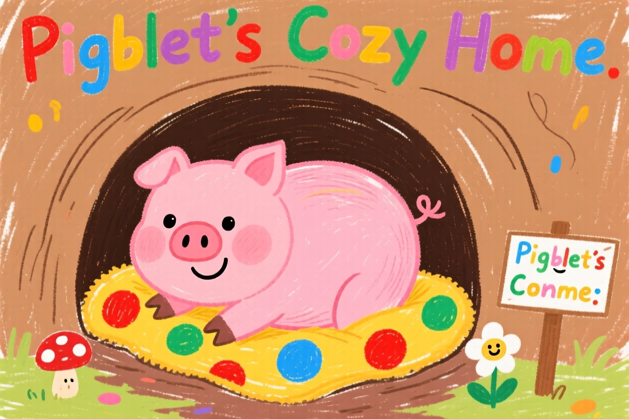 A piglet snuggled inside a cozy burrow.