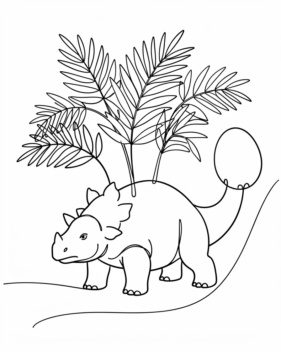 An Ankylosaurus swinging its clubbed tail beneath a canopy of ferns