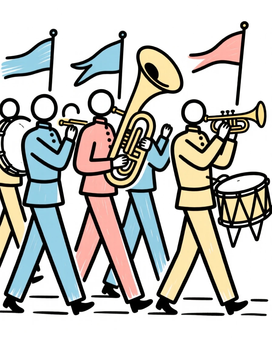 A marching band in formation