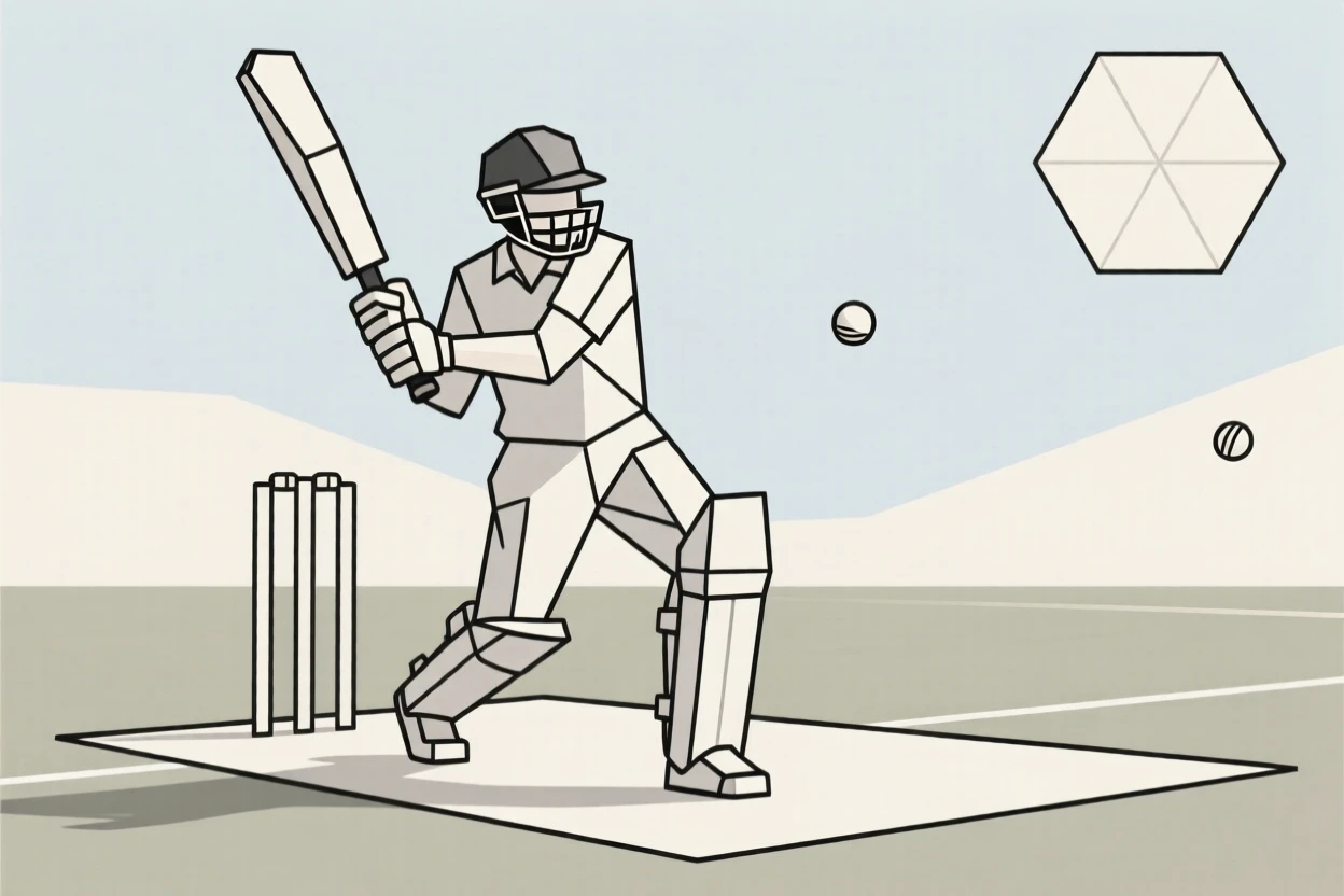 A cricket player batting on a sunny pitch