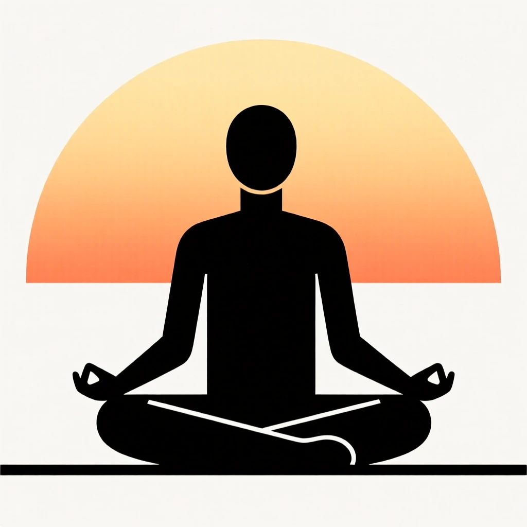 A person practicing breathing exercises at sunrise
