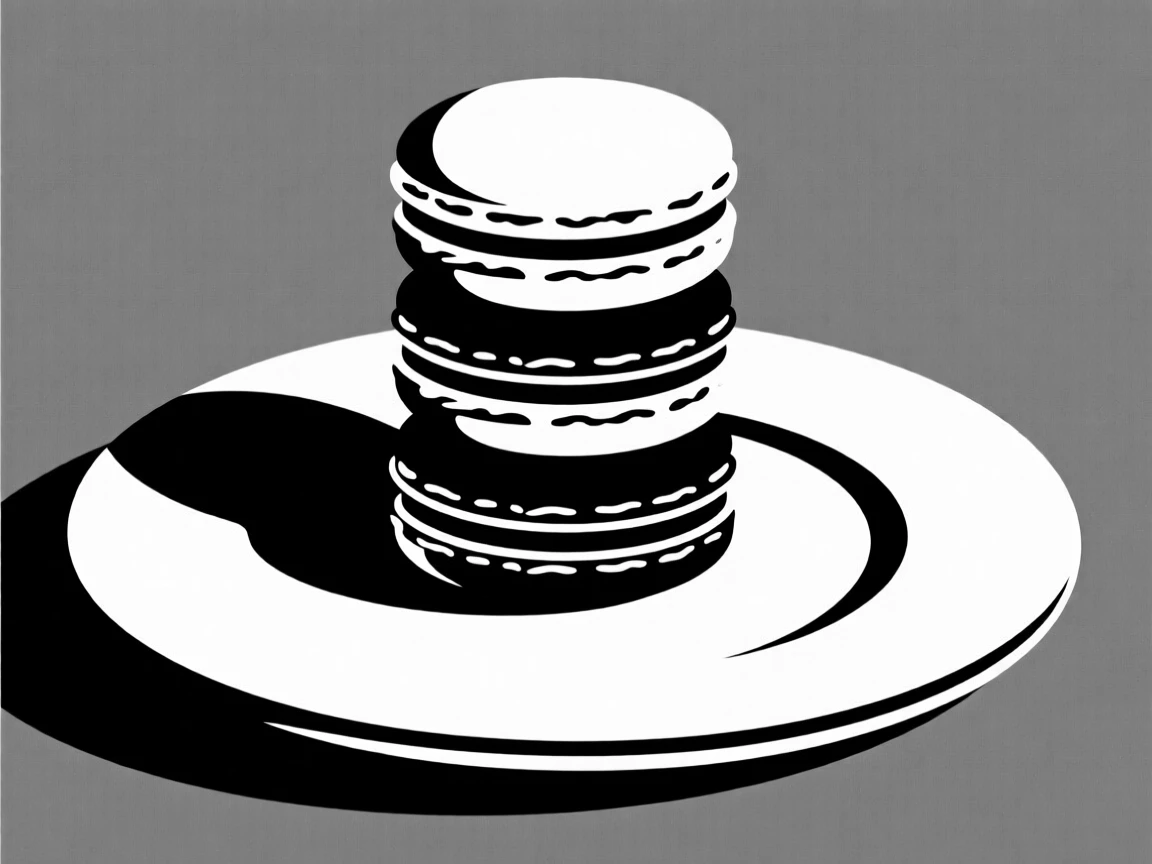 A stack of colorful macarons on a plate.