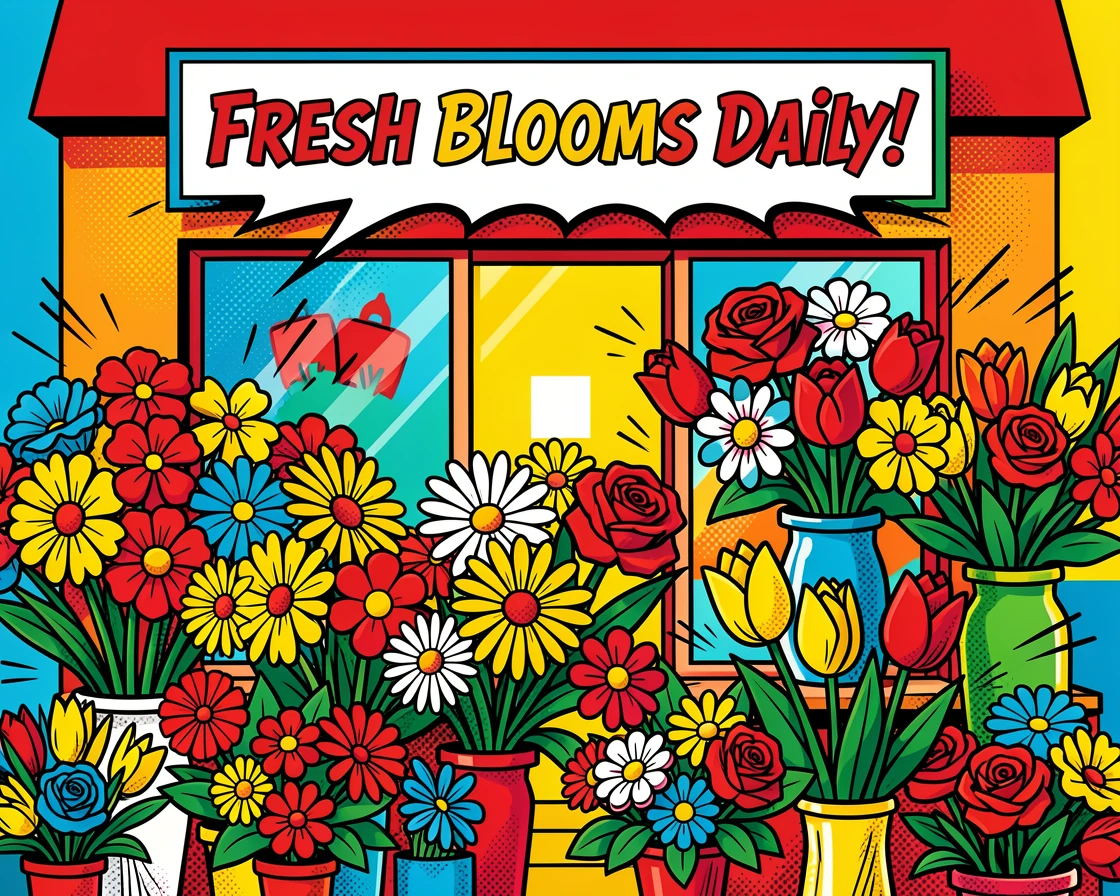 A flower shop overflowing with fresh blooms