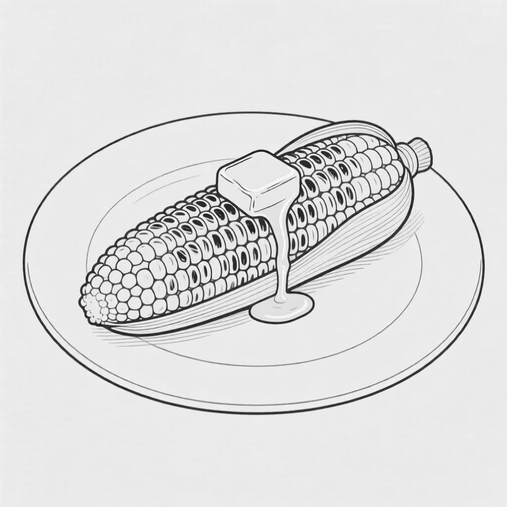 A plate of grilled corn on the cob with butter melting over it