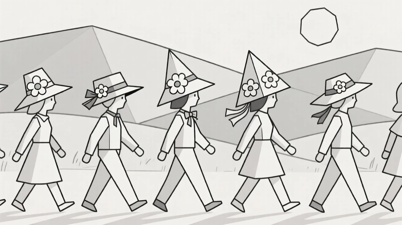A springtime Easter parade with decorated bonnets