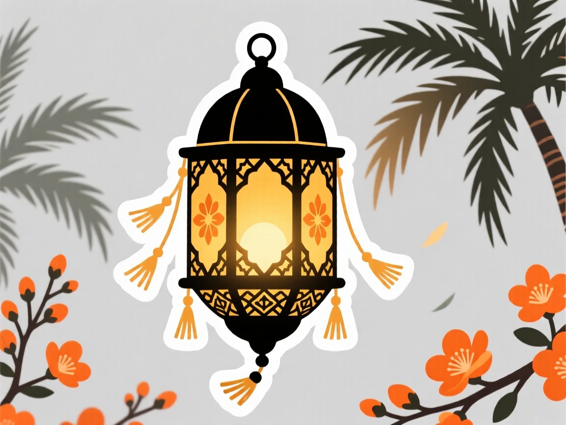 A culturally vibrant Moroccan lantern glowing with warm light, with a gentle breeze moving through the scene, during the region's most beautiful season.
