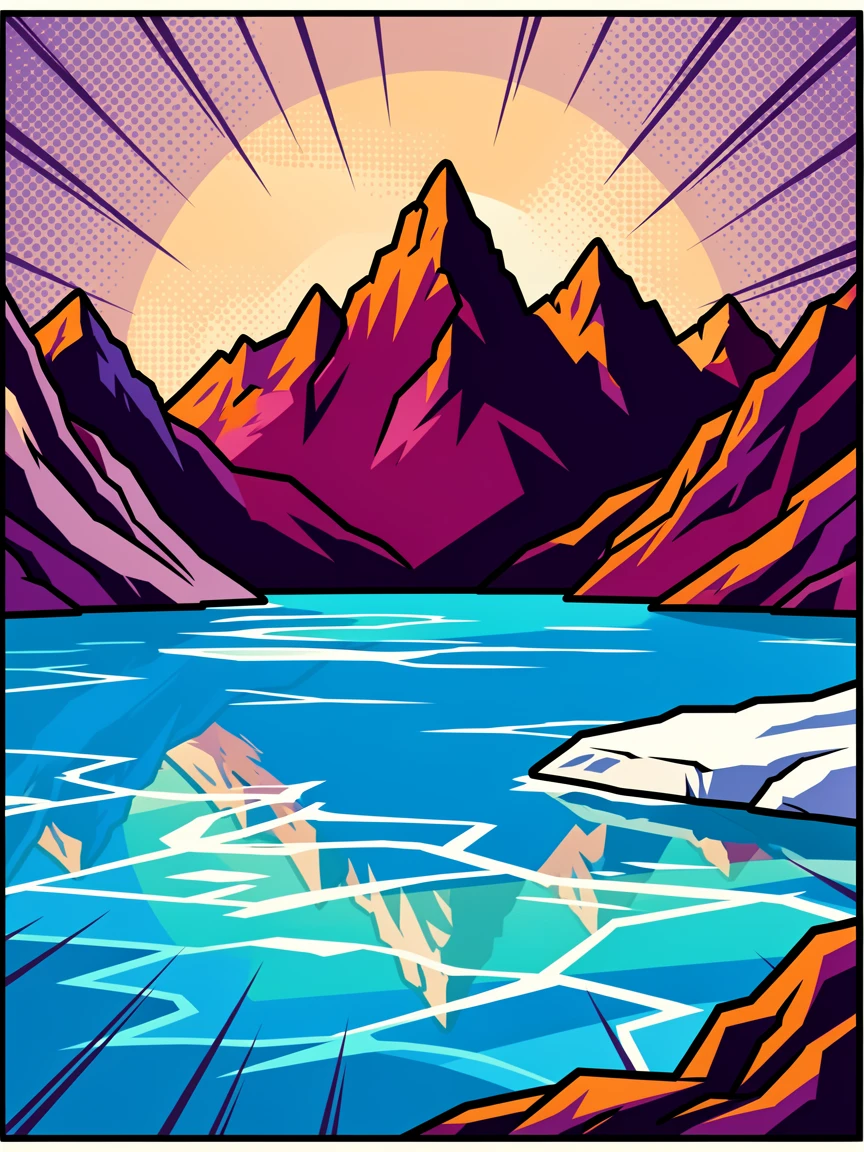 A clear glacial lake surrounded by jagged mountains