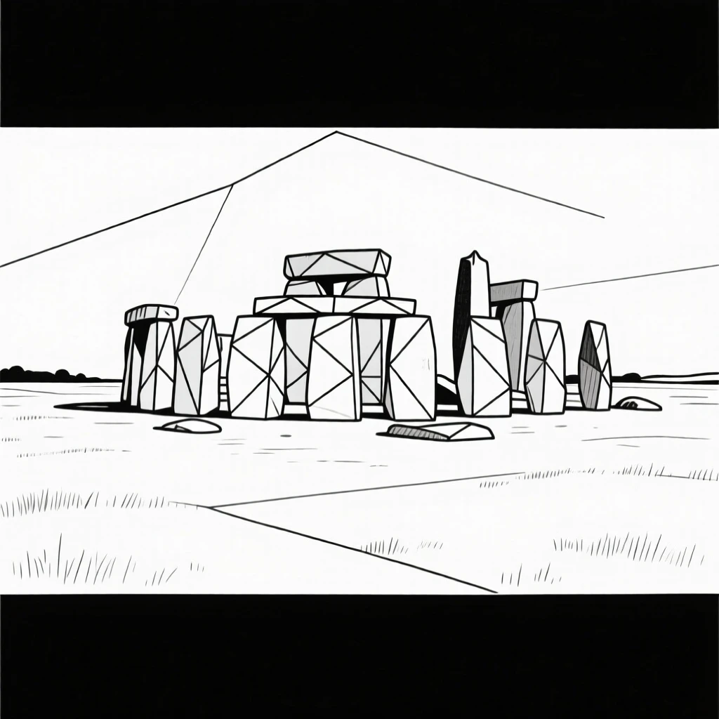 Stonehenge standing on an open English plain