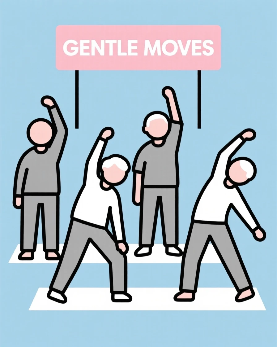 A group of seniors doing gentle exercises