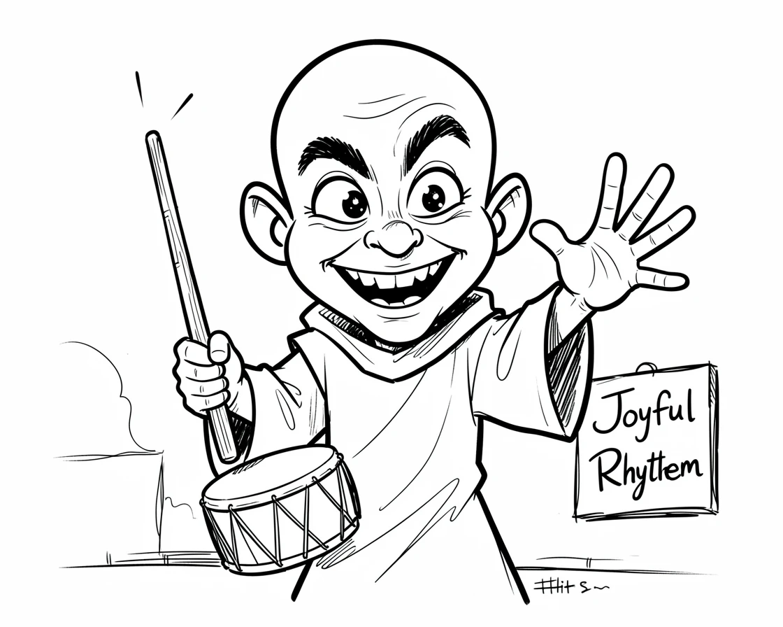 [People Portraits & Characters] Portrait of a spunky monk mid-performance, full of personality and charm