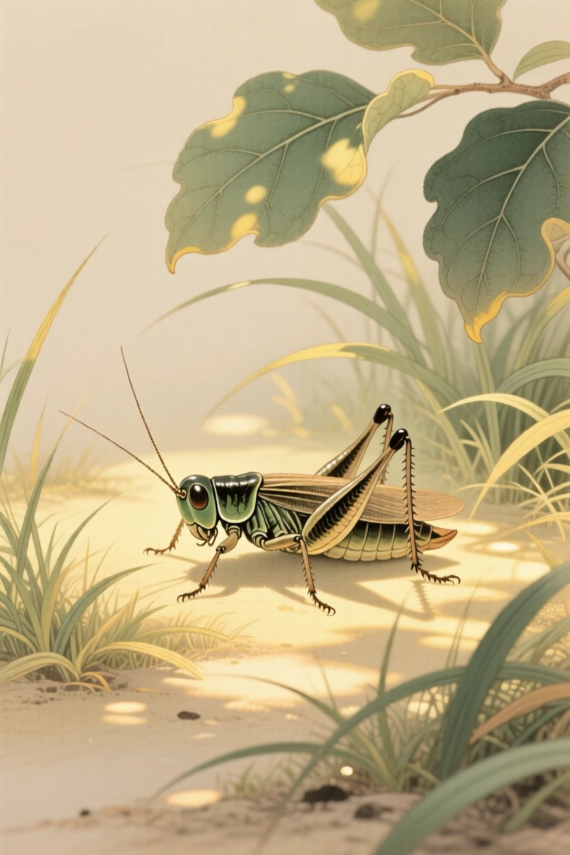 A cricket napping in a patch of afternoon sunlight