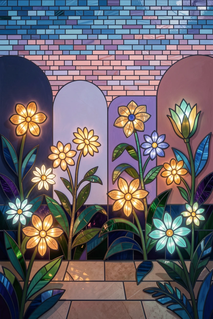 A fantasy garden where flowers glow softly in the twilight, rendered with dramatic magical lighting and rich atmospheric detail.