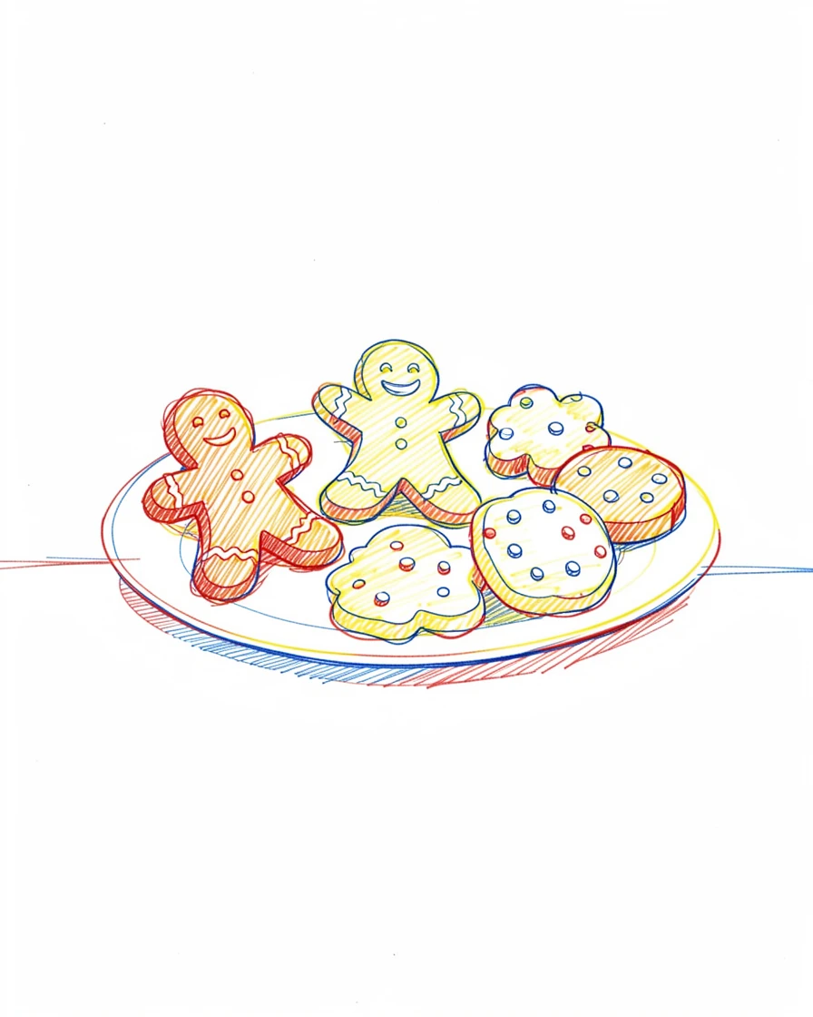 A holiday cookie platter with gingerbread men and sugar cookies