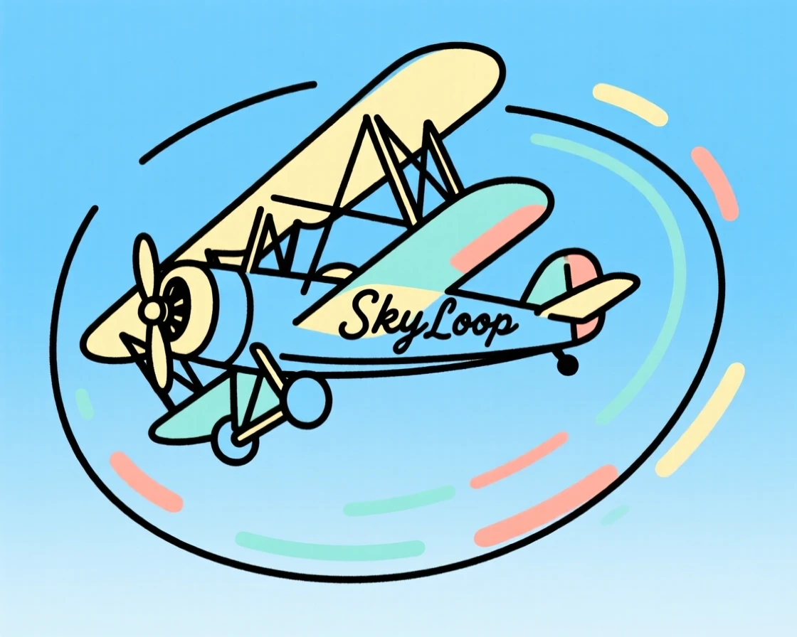 A vintage biplane looping through a clear blue sky.