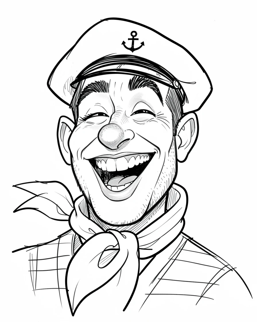 [People Portraits & Characters] Portrait of a energetic sailor caught in a candid laugh, full of personality and charm