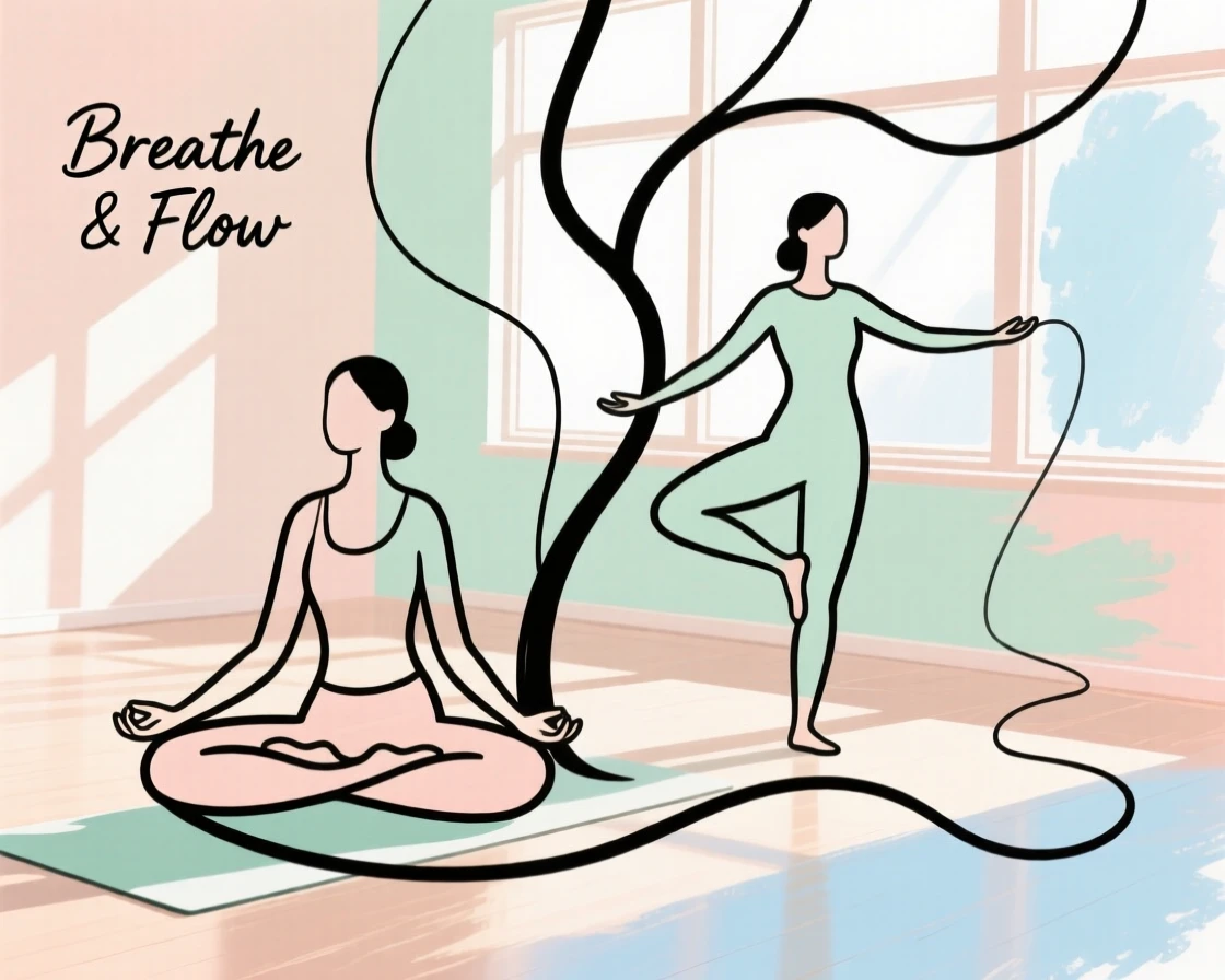 A yoga class in a sunlit studio