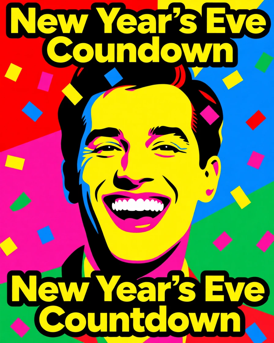 New Year's Eve countdown with confetti falling