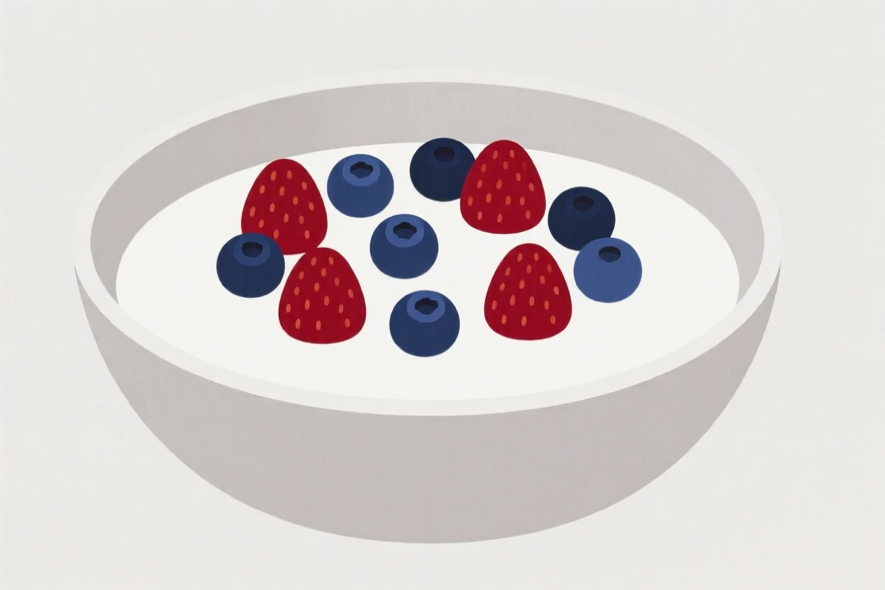 A bowl of fresh berries and yogurt
