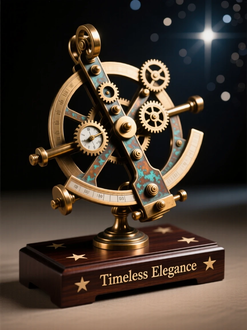 An antique sextant gleaming beneath starlight, capturing a sense of timeless luxury, radiating elegance and refinement