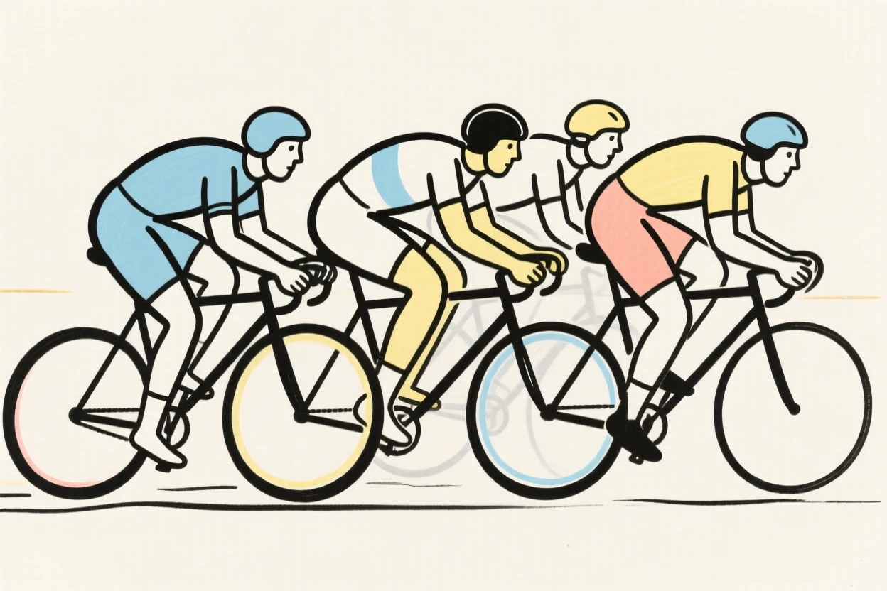Cyclists racing in a peloton
