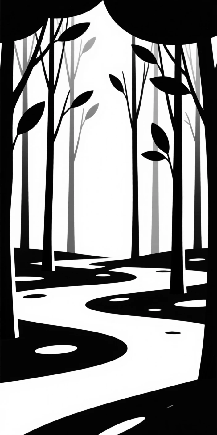A quiet forest clearing dappled with light.