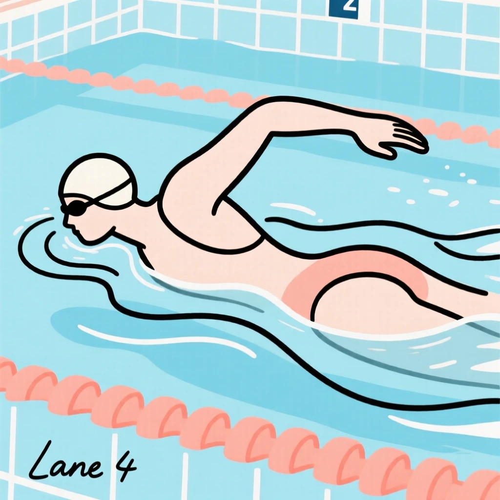 A swimmer mid-stroke in a pool