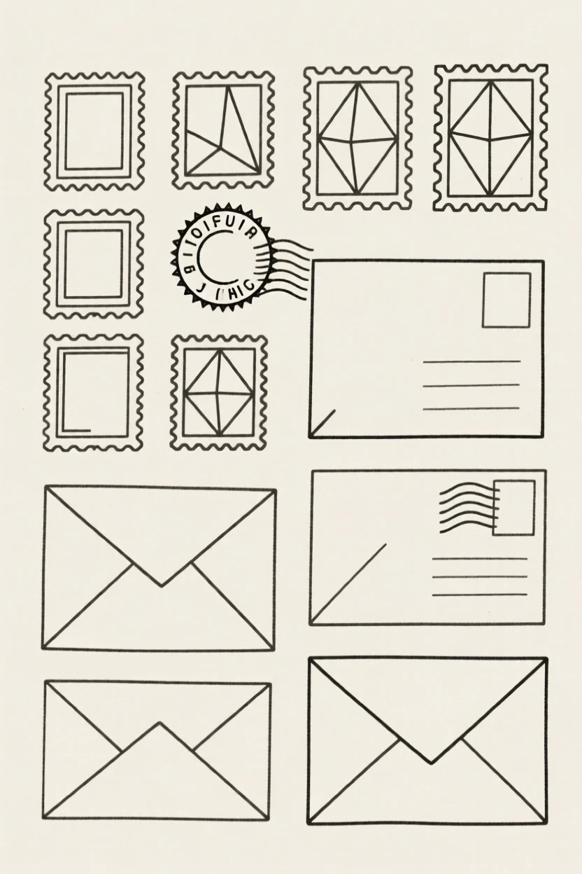 A collection of vintage postage stamps and letters