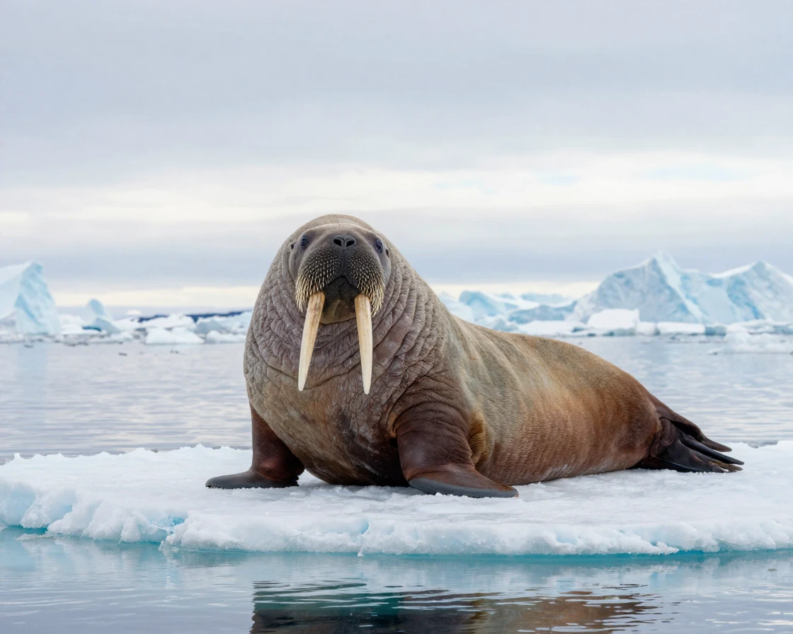 A walrus resting on an Arctic ice floe