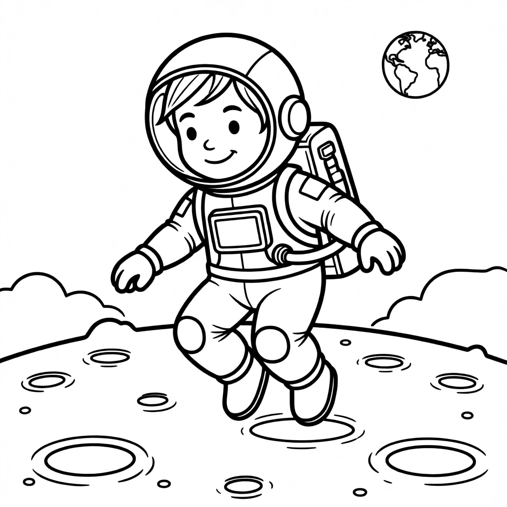 An astronaut bouncing gently on the low-gravity moon surface