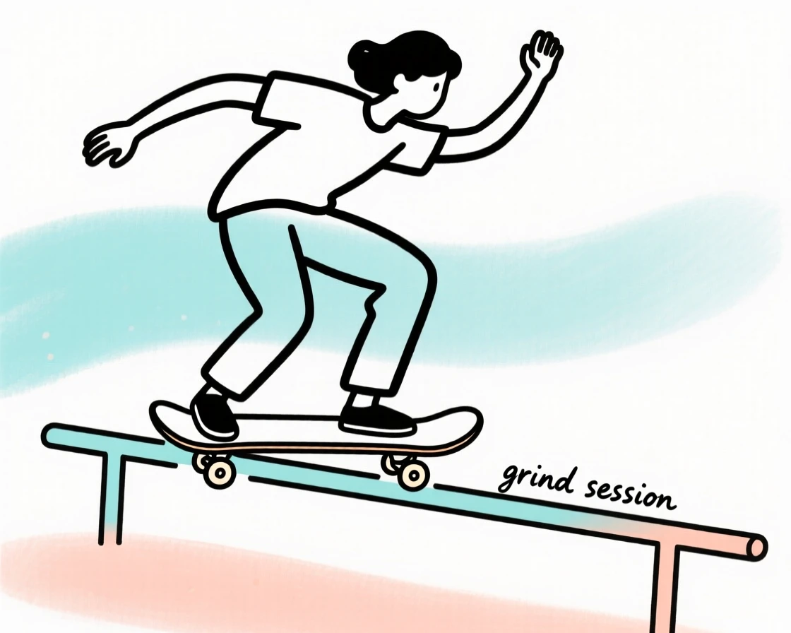 A skateboarder grinding a rail