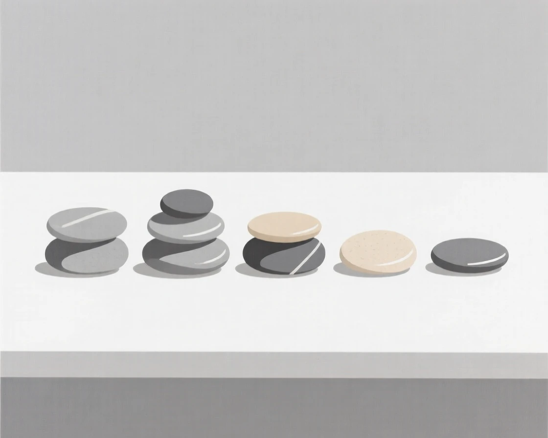 A set of massage stones arranged neatly