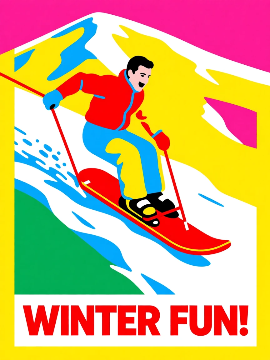 Winter sledding down a snowy hill