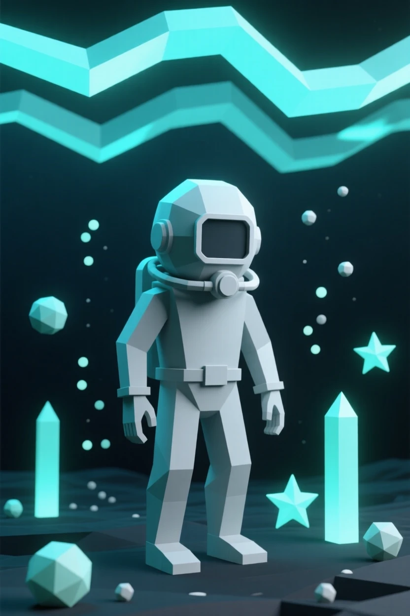 A deep-sea diver illuminated by bioluminescent creatures, beneath shimmering auroras. fine particle detail adds texture to the vast space. The mood feels futuristic and full of possibility.