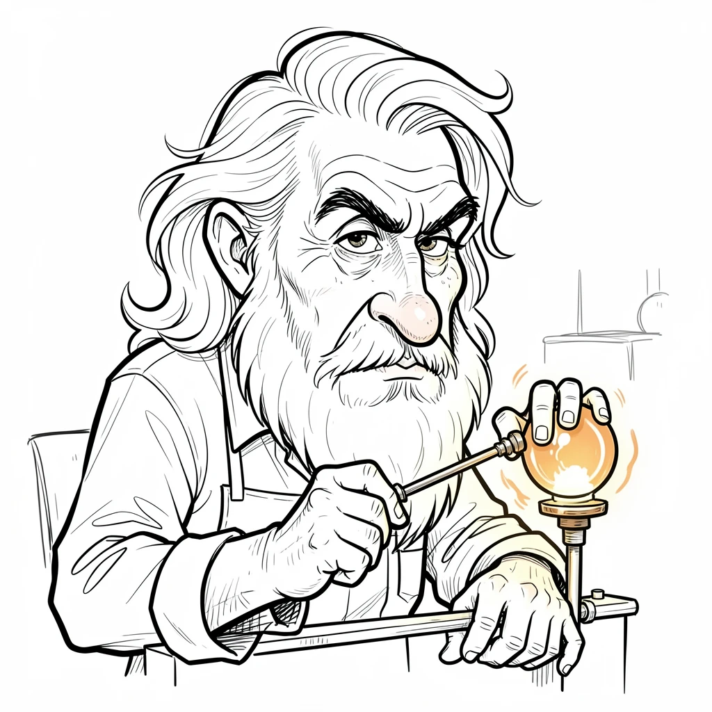 [People Portraits & Characters] Portrait of a wise glassblower lost in concentration, full of personality and charm