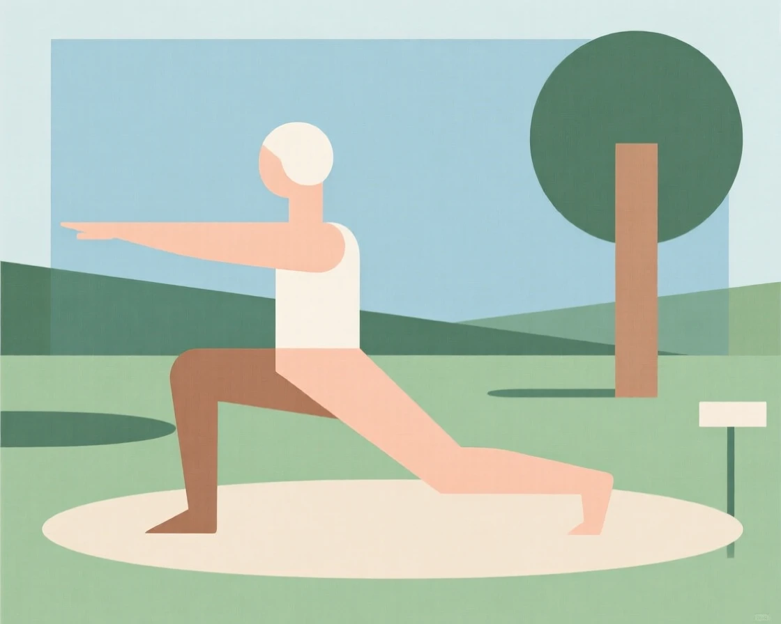 A person doing lunges in a park