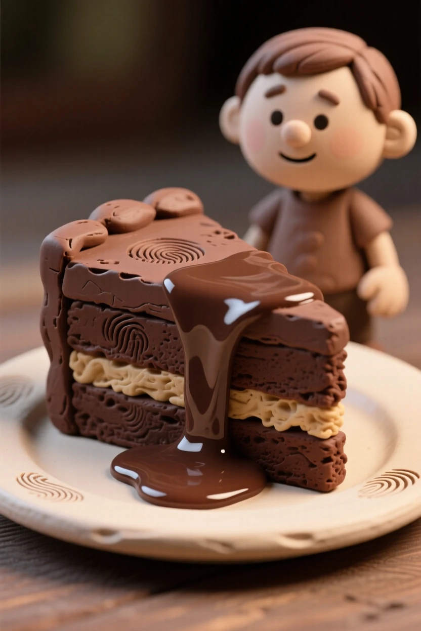 A slice of chocolate cake with a molten center oozing onto the plate