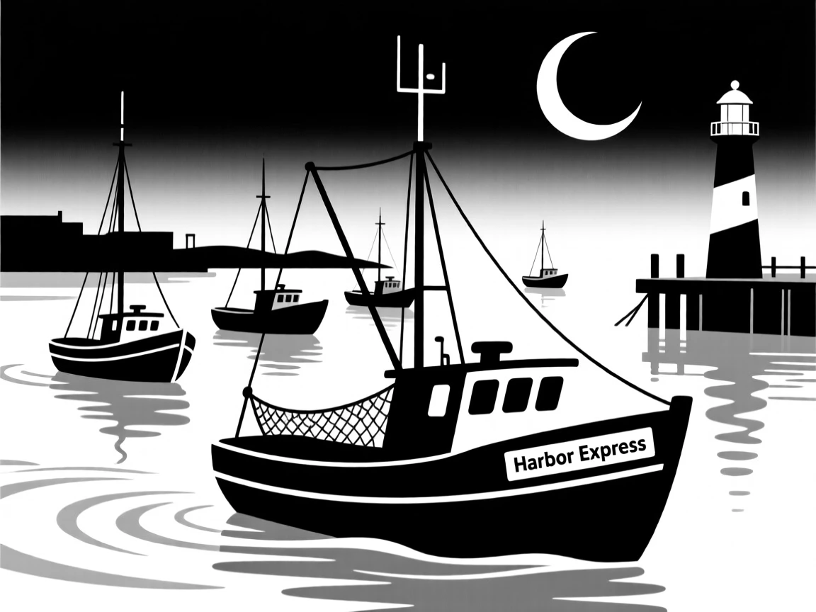 A fleet of fishing boats returning to harbor at dawn.