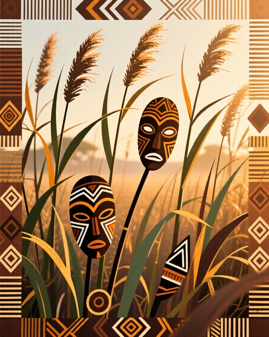 A thicket of wild reeds catching the golden light of early morning.