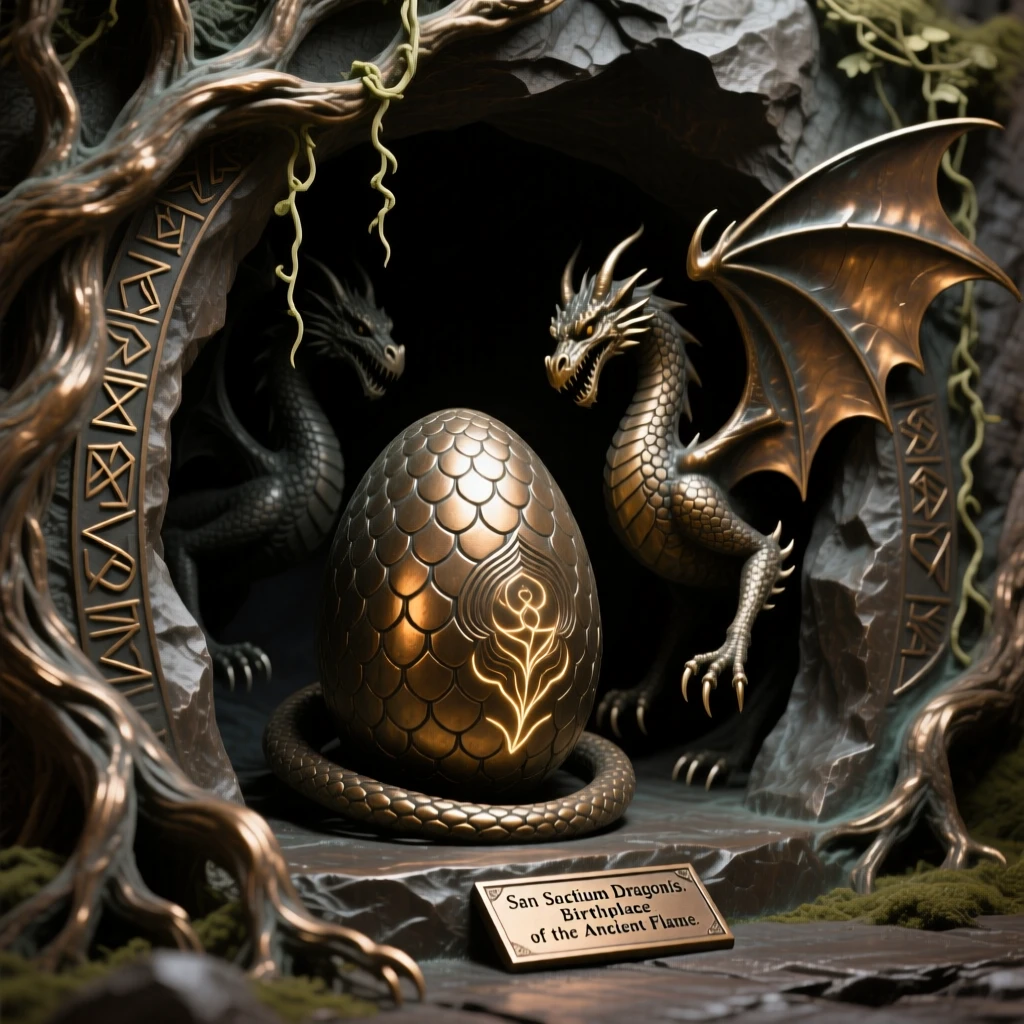A hidden sanctuary where dragons are said to be born, capturing a powerful sense of mystery and magic, transporting the viewer to another world