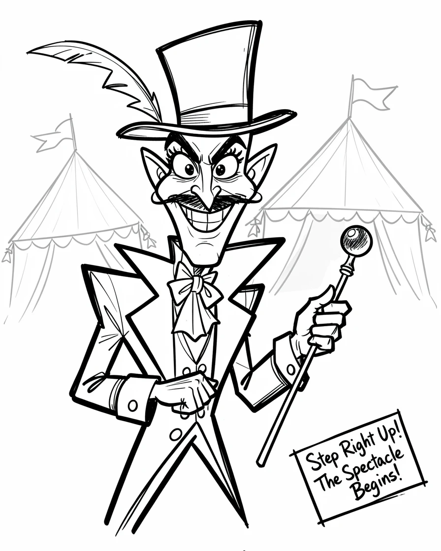 [People Portraits & Characters] Portrait of a eccentric circus ringmaster hard at work, full of personality and charm