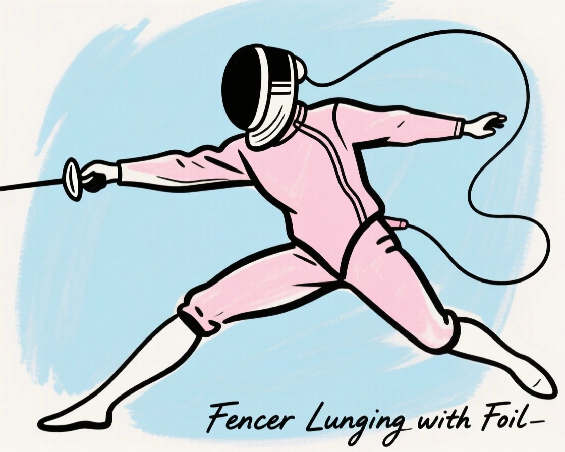 A fencer lunging with a foil