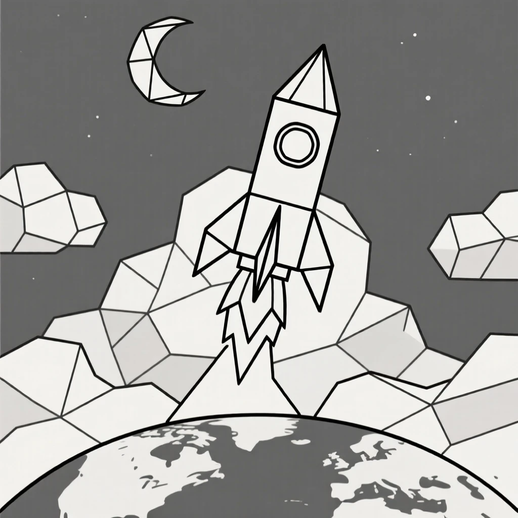 A rocket ascending through clouds toward orbit