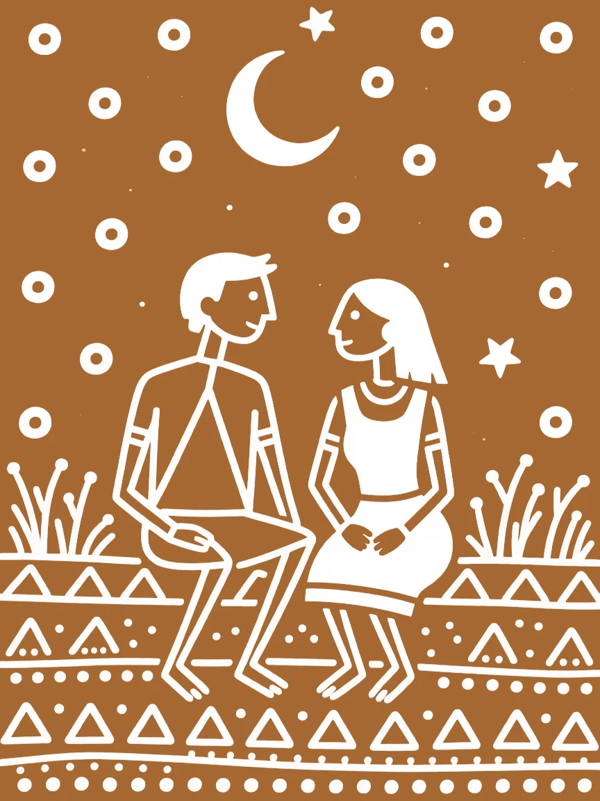 A devoted husband and wife sharing a quiet moment beneath the stars.
