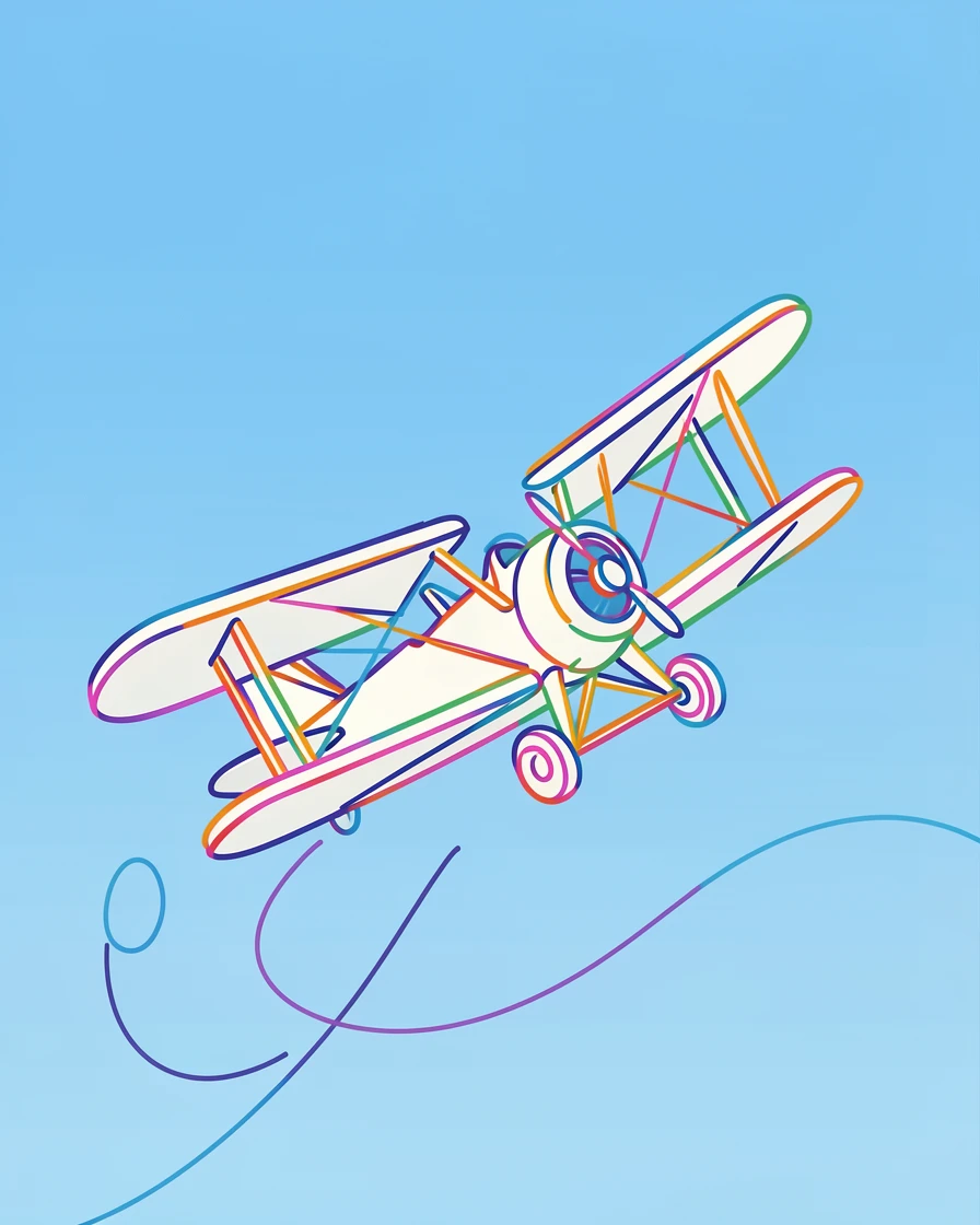 A biplane performing a graceful loop against a clear blue sky.