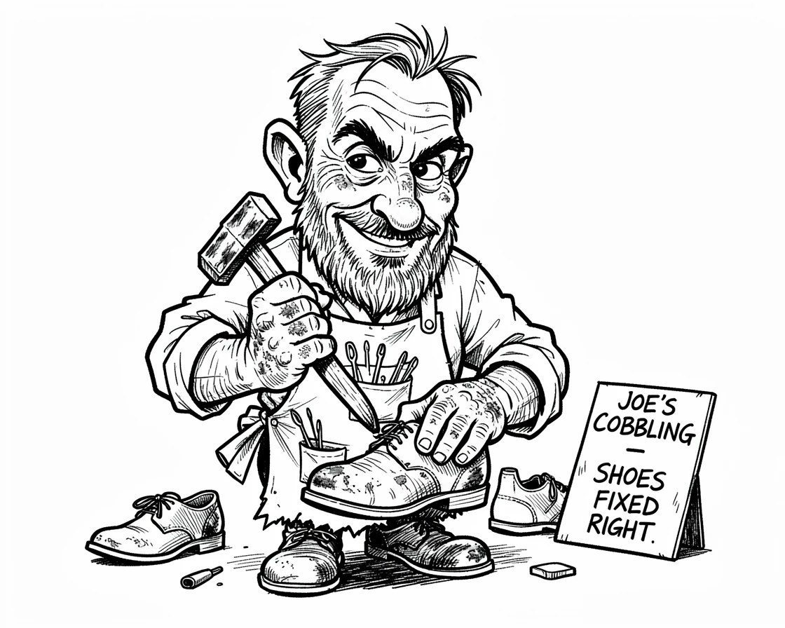 [People Portraits & Characters] Portrait of a grizzled cobbler hard at work, full of personality and charm