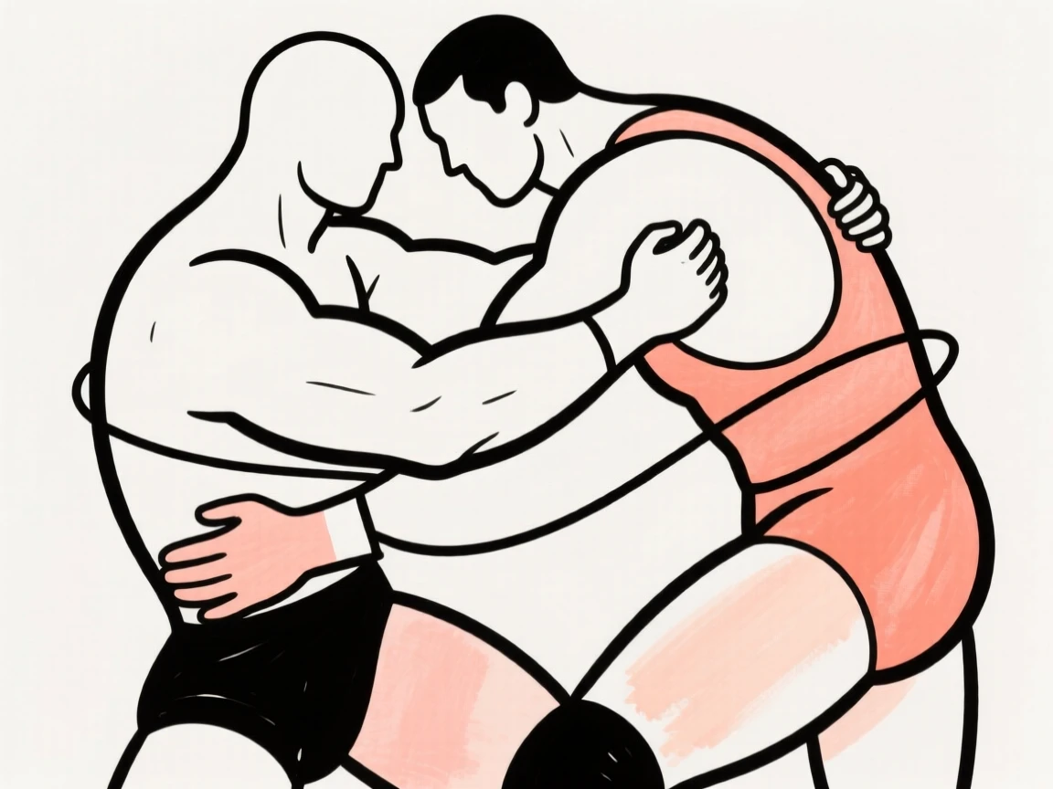 A wrestler in a grappling hold
