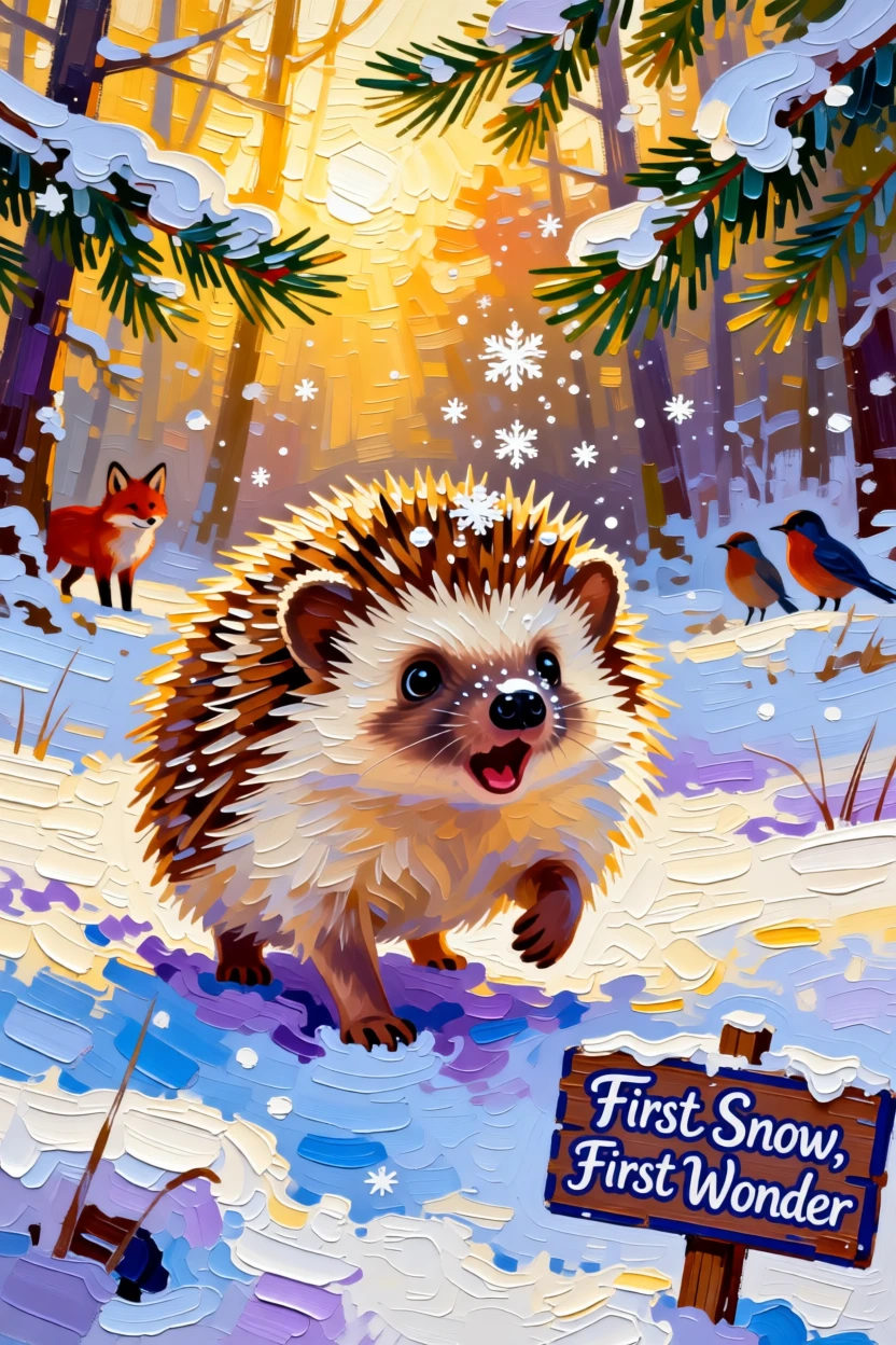 A heartwarming photo of a baby hedgehog discovering snow for the very first time