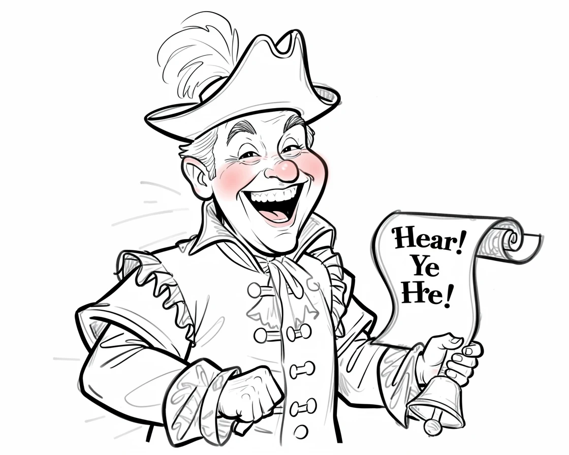 [People Portraits & Characters] Portrait of a elegant town crier caught in a candid laugh, full of personality and charm