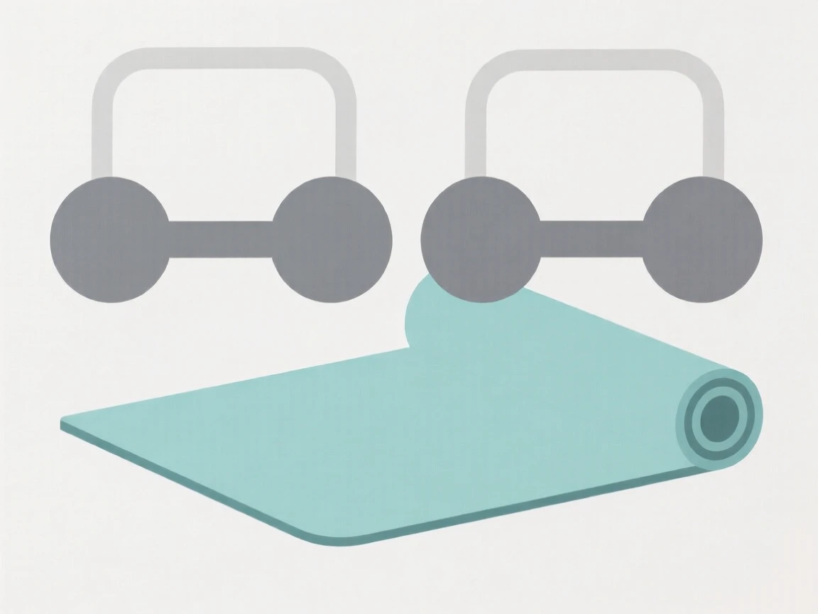 A set of dumbbells and a yoga mat together